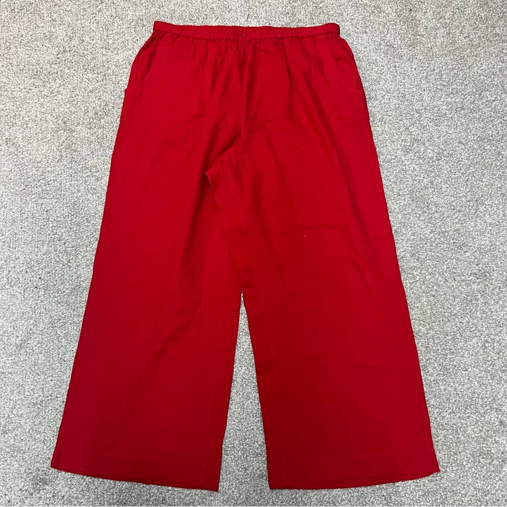 J Crew Relaxed Beach Pants Womens Large Red Airy Gauze BX630 Travel Cover Up NEW